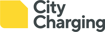 download Logo City Charging - Een geel vlak met daarnaast City Charging geschreven